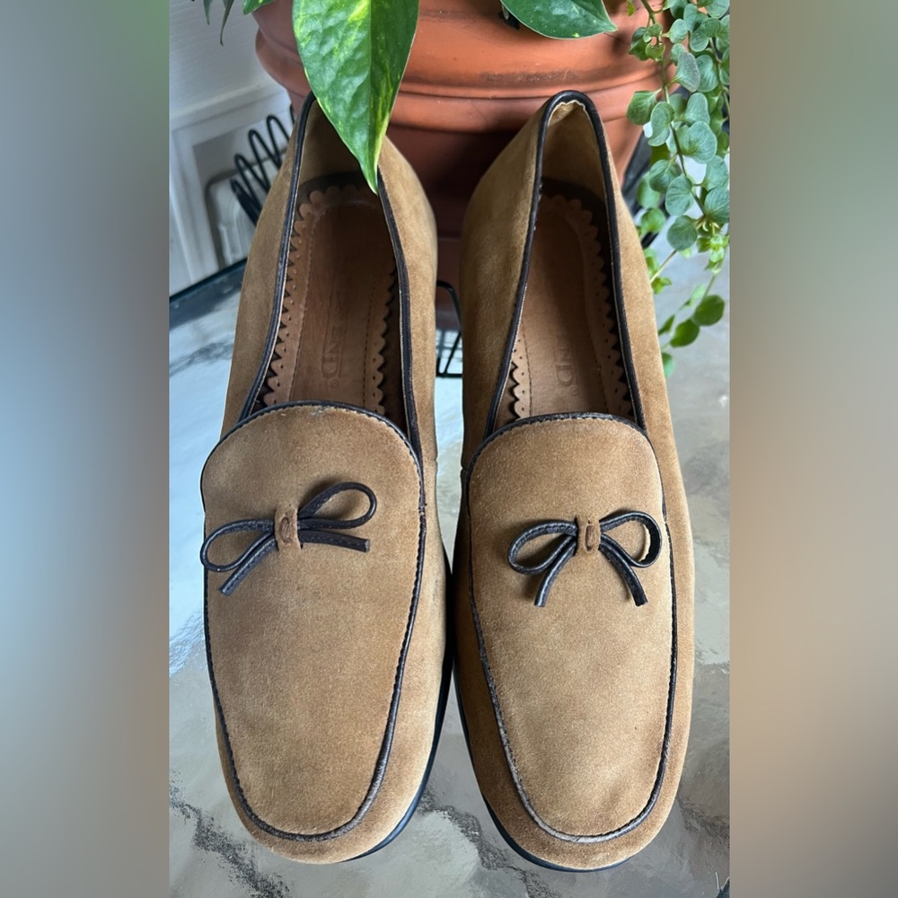 Lands' End Women's Leather Flat Slip On Loafer w/Bow Accent Shoes Size 8 - Picture 2 of 9